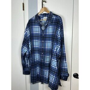 JCRT Shirt Mens 4XL Blue Plaid Classic Fit Button Down Long Sleeve Casual